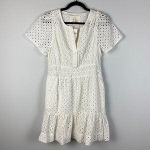 Anthropologie The Somerset Mini Dress: Eyelet Edition Blush White Size Medium